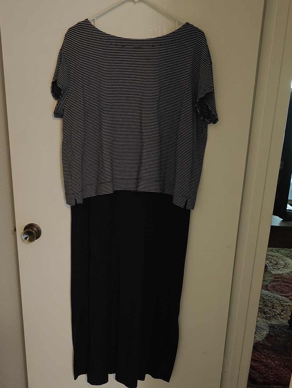J Jill Striped Navy & White Maxi Skirt And Top Set, L